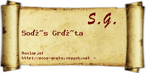 Soós Gréta névjegykártya